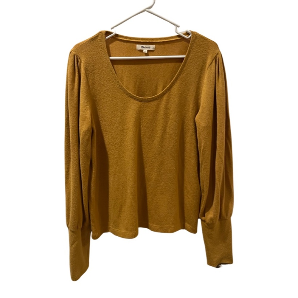 Madewell long sleeve mustard balloon sleeve knit top size large